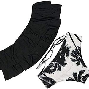 Black Off Shoulder Two Piece Swimsuit Bathing Suit